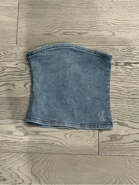 I.AM.GIA Denim Tube Top with Rhinestone Accent